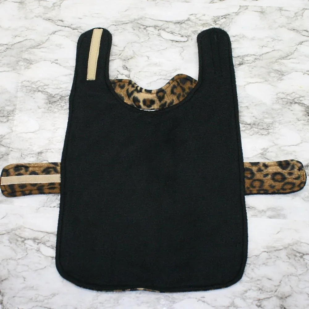 HAND CRAFTED Dog Coat Fleece Winter Reversible Leopard Animal Print S M L
